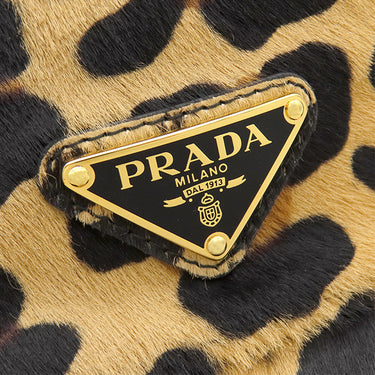 プラダ PRADA レオパード バケットハット 1HC137 ハニー ハラコ 14037 ハット 三角ロゴ