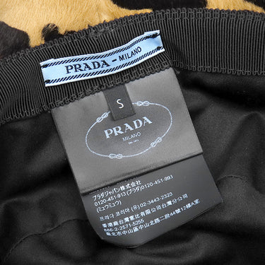 プラダ PRADA レオパード バケットハット 1HC137 ハニー ハラコ 14037 ハット 三角ロゴ