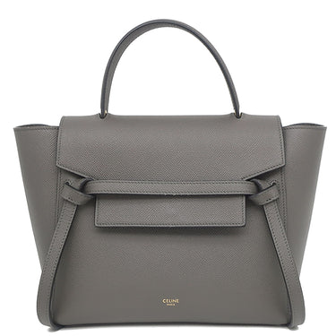 セリーヌ CELINE ベルトバッグ マイクロ 180153 グレー レザー 2WAYバッグ ゴールド金具 ハンドバッグ ショルダーバッグ
