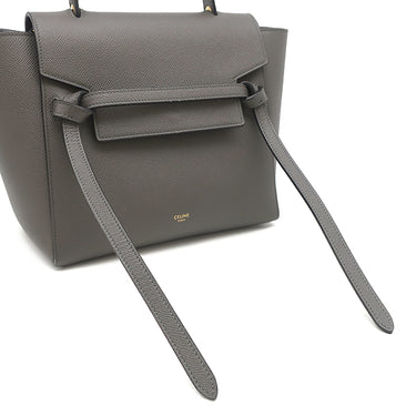 セリーヌ CELINE ベルトバッグ マイクロ 180153 グレー レザー 2WAYバッグ ゴールド金具 ハンドバッグ ショルダーバッグ