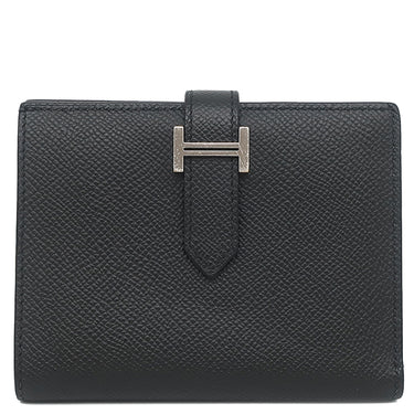 エルメス HERMES ベアンコンパクト ブラック ヴォーエプソン 二つ折り財布 シルバー金具 H金具