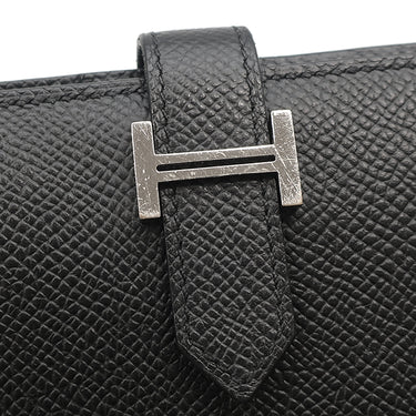 エルメス HERMES ベアンコンパクト ブラック ヴォーエプソン 二つ折り財布 シルバー金具 H金具