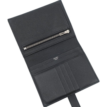 エルメス HERMES ベアンコンパクト ブラック ヴォーエプソン 二つ折り財布 シルバー金具 H金具