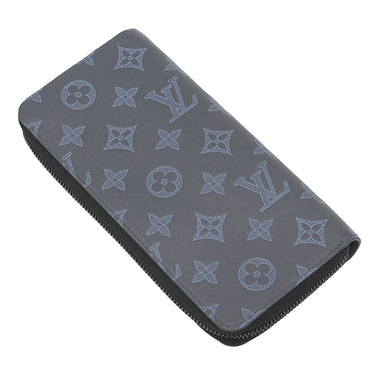 ルイヴィトン LOUIS VUITTON ジッピーウォレット ヴェルティカル M80423 ネイビーブルー レザー モノグラムシャドウレザー 長財布 ブラック金具 紺 小銭入れ ラウンドジップ