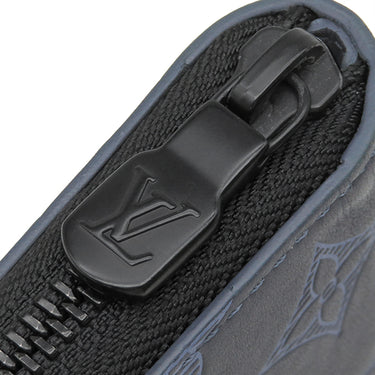 ルイヴィトン LOUIS VUITTON ジッピーウォレット ヴェルティカル M80423 ネイビーブルー レザー モノグラムシャドウレザー 長財布 ブラック金具 紺 小銭入れ ラウンドジップ