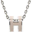 エルメス HERMES ポップアッシュ ミニ ペンダント マロングラッセ×シルバー メタル ラッカー ネックレス Hモチーフ