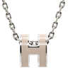 エルメス HERMES ポップアッシュ ミニ ペンダント マロングラッセ×シルバー メタル ラッカー ネックレス Hモチーフ