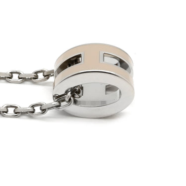 エルメス HERMES ポップアッシュ ミニ ペンダント マロングラッセ×シルバー メタル ラッカー ネックレス Hモチーフ