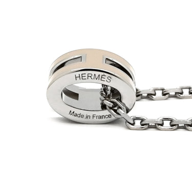 エルメス HERMES ポップアッシュ ミニ ペンダント マロングラッセ×シルバー メタル ラッカー ネックレス Hモチーフ