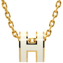 エルメス HERMES ポップアッシュ ミニ ペンダント H147992F ホワイト×ゴールド GP ラッカー ネックレス 白 Hモチーフ ポップH