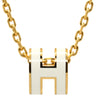 エルメス HERMES ポップアッシュ ミニ ペンダント H147992F ホワイト×ゴールド GP ラッカー ネックレス 白 Hモチーフ ポップH