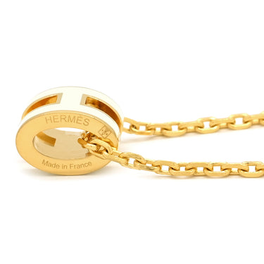 エルメス HERMES ポップアッシュ ミニ ペンダント H147992F ホワイト×ゴールド GP ラッカー ネックレス 白 Hモチーフ ポップH