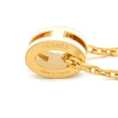 エルメス HERMES ポップアッシュ ミニ ペンダント H147992F ホワイト×ゴールド GP ラッカー ネックレス 白 Hモチーフ ポップH