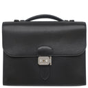 エルメス HERMES サックアデペッシュ 27 ブラック ボックスカーフ ビジネスバッグ シルバー金具 黒 ブリーフケース