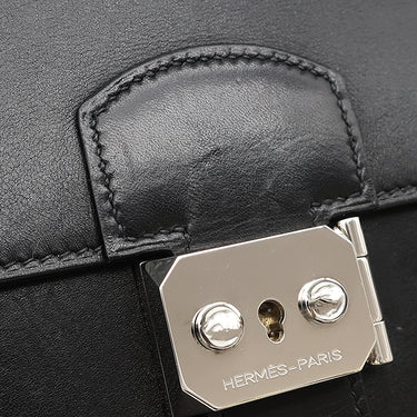 エルメス HERMES サックアデペッシュ 27 ブラック ボックスカーフ ビジネスバッグ シルバー金具 黒 ブリーフケース