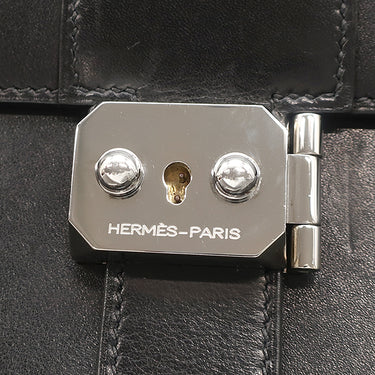 エルメス HERMES サックアデペッシュ 27 ブラック ボックスカーフ ビジネスバッグ シルバー金具 黒 ブリーフケース