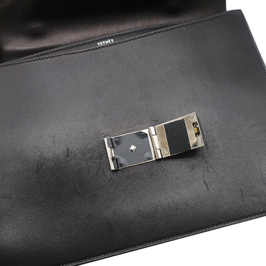 エルメス HERMES サックアデペッシュ 27 ブラック ボックスカーフ ビジネスバッグ シルバー金具 黒 ブリーフケース