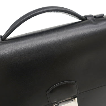 エルメス HERMES サックアデペッシュ 27 ブラック ボックスカーフ ビジネスバッグ シルバー金具 黒 ブリーフケース
