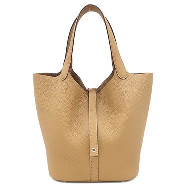 エルメス HERMES ピコタンロック MM 22 ビスキュイ トリヨンクレマンス ハンドバッグ シルバー金具 茶 2025年製