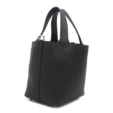 エルメス HERMES ピコタンロック 18 PM ブラック トリヨンクレマンス ハンドバッグ シルバー金具 黒