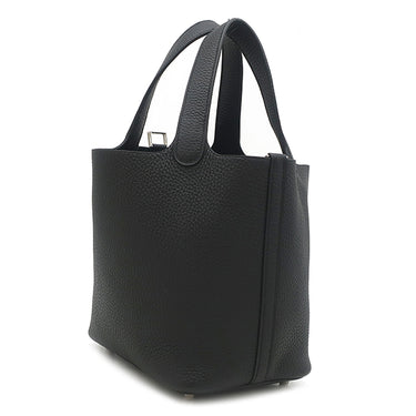 エルメス HERMES ピコタンロック 18 PM ブラック トリヨンクレマンス ハンドバッグ シルバー金具 黒