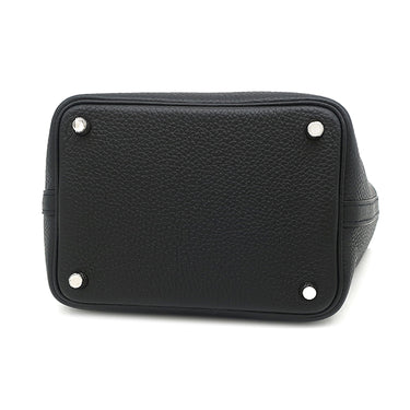 エルメス HERMES ピコタンロック 18 PM ブラック トリヨンクレマンス ハンドバッグ シルバー金具 黒