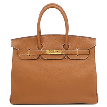 エルメス HERMES バーキン35 ゴールド トゴ ハンドバッグ ゴールド金具 茶