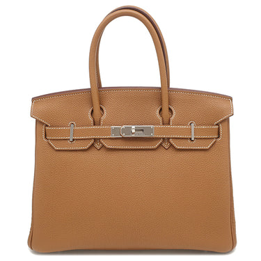 エルメス HERMES バーキン30 ゴールド トゴ ハンドバッグ シルバー金具 茶