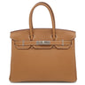 エルメス HERMES バーキン30 ゴールド トゴ ハンドバッグ シルバー金具 茶