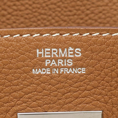 エルメス HERMES バーキン30 ゴールド トゴ ハンドバッグ シルバー金具 茶