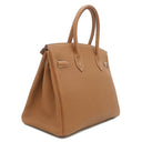 エルメス HERMES バーキン30 ゴールド トゴ ハンドバッグ シルバー金具 茶