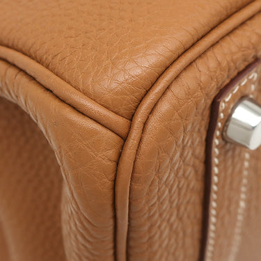 エルメス HERMES バーキン30 ゴールド トゴ ハンドバッグ シルバー金具 茶