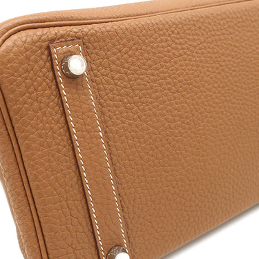エルメス HERMES バーキン30 ゴールド トゴ ハンドバッグ シルバー金具 茶