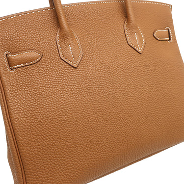 エルメス HERMES バーキン30 ゴールド トゴ ハンドバッグ シルバー金具 茶