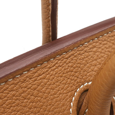 エルメス HERMES バーキン30 ゴールド トゴ ハンドバッグ シルバー金具 茶