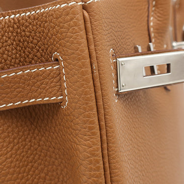 エルメス HERMES バーキン30 ゴールド トゴ ハンドバッグ シルバー金具 茶