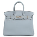 エルメス HERMES バーキン25 ブルーラン トゴ ハンドバッグ シルバー金具 青