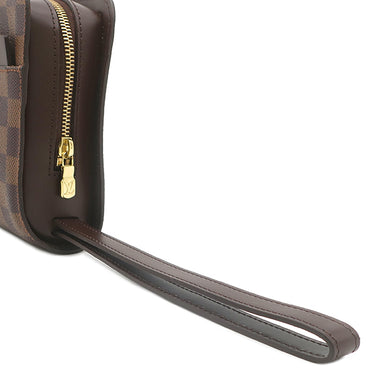 ルイヴィトン LOUIS VUITTON サンルイ N51993 ダミエエベヌ ダミエキャンバス セカンドバッグ ゴールド金具 茶 クラッチ 収納式リストストラップ付き リカラー有