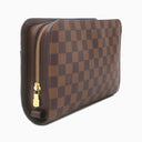 ルイヴィトン LOUIS VUITTON サンルイ N51993 ダミエエベヌ ダミエキャンバス セカンドバッグ ゴールド金具 茶 クラッチ 収納式リストストラップ付き リカラー有