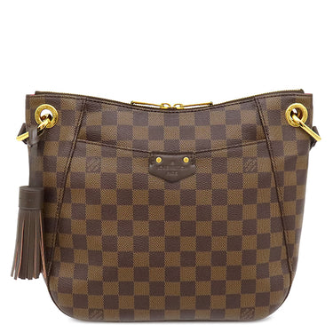 ルイヴィトン LOUIS VUITTON サウス バンク N42230 ダミエエベヌ×レッド ダミエキャンバス ショルダーバッグ ゴールド金具 茶 ショルダー タッセル付き