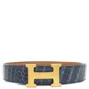 エルメス HERMES コンスタンスH #95 ブルー系 ポロサス #95 ベルト 青 クロコ Hバックル 艶あり