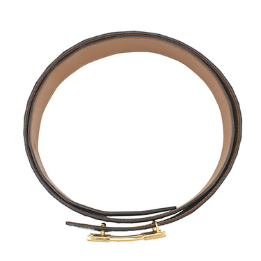 エルメス HERMES コンスタンスH #95 ブルー系 ポロサス #95 ベルト 青 クロコ Hバックル 艶あり