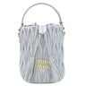 ミュウミュウ MIU MIU マテラッセ バケットバッグ 5BE085 コーンフラワー レザー 2WAYバッグ ゴールド金具 ブルーグレー キルティング 巾着