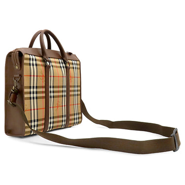 バーバリー BURBERRY ノバチェック シャドーホース ビジネスバッグ ベージュ×ブラウン キャンバス レザー 2WAYバッグ ゴールド金具 ショルダー ブリーフケース