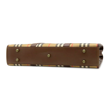 バーバリー BURBERRY ノバチェック シャドーホース ビジネスバッグ ベージュ×ブラウン キャンバス レザー 2WAYバッグ ゴールド金具 ショルダー ブリーフケース