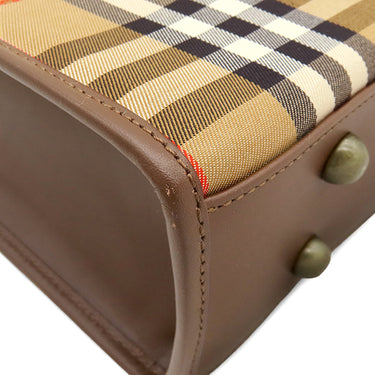 バーバリー BURBERRY ノバチェック シャドーホース ビジネスバッグ ベージュ×ブラウン キャンバス レザー 2WAYバッグ ゴールド金具 ショルダー ブリーフケース