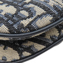 クリスチャン・ディオール Christian Dior トロッター サドルバッグ ネイビー キャンバス レザー オブリークジャカード 2WAYバッグ ゴールド金具 総柄 別売りショルダー付