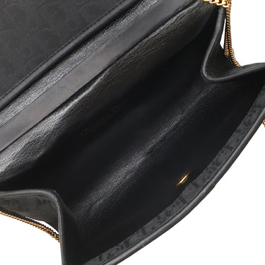 クリスチャン・ディオール Christian Dior トロッター柄 チェーンショルダー バッグ ブラック キャンバス レザー ショルダーバッグ ゴールド金具 総柄 チェーンバッグ