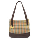 バーバリー BURBERRY ノバチェック シャドーホース トート ベージュ×ブラウン キャンバス レザー トートバッグ チェック ショルダー