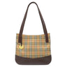 バーバリー BURBERRY ノバチェック シャドーホース トート ベージュ×ブラウン キャンバス レザー トートバッグ チェック ショルダー